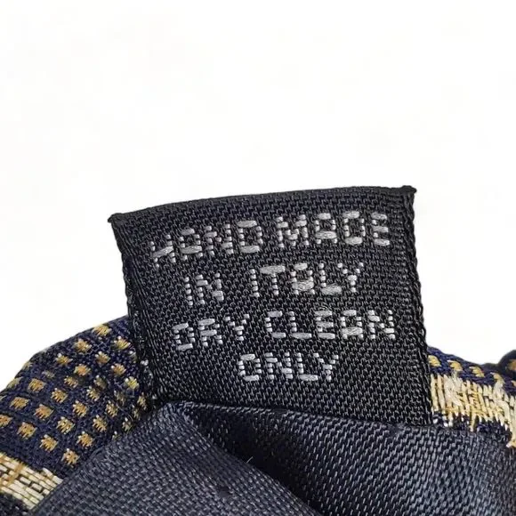 FROG 100% Silk Neck Tie Black Brown Diamond Checkered Vintage Look Made in Italy - Picture 7 of 8